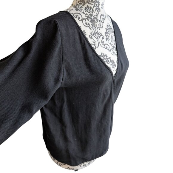 Vetta The Gathered Sleeve Wrap Top Black Tencel V Neck Puff Sleeve Women's Small - Picture 8 of 15
